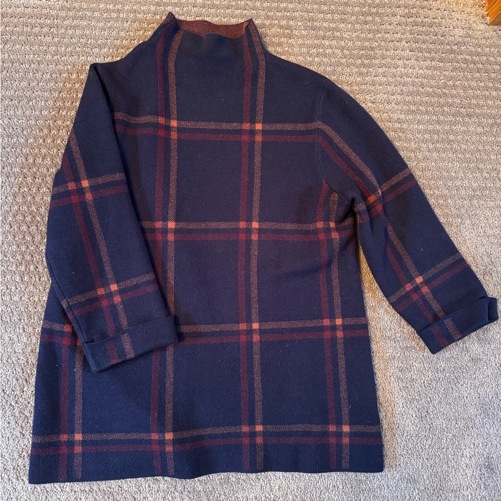 Navy and Red Plaid Sweater